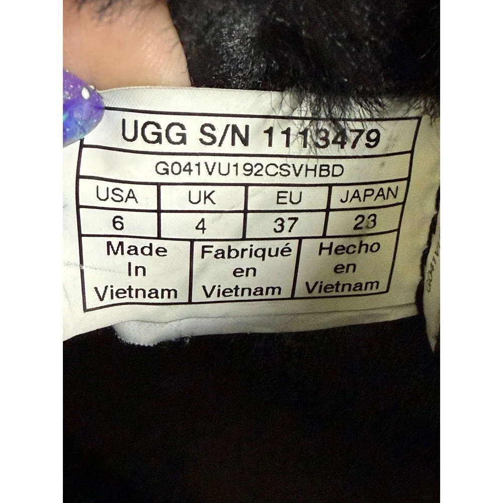 UGG Classic Femme Toggle Wedge Boots Women 6 Black Suede Shearling Ankle Booties